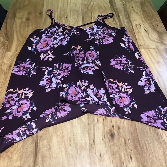 Torrid Lightweight Black Purple Floral Sleeveless Top Blouse Womens Size 1 - Picture 5 of 5